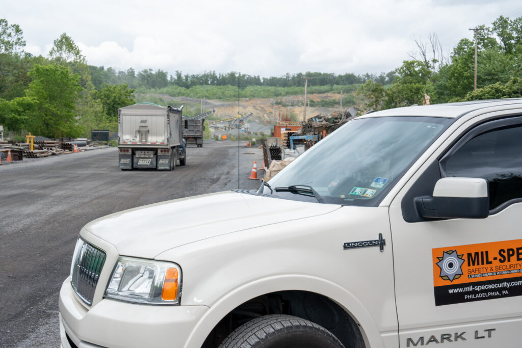 Illustration of Mil-Spec Safety and Security LLC's mobile security patrols ensuring vigilant surveillance and safety.