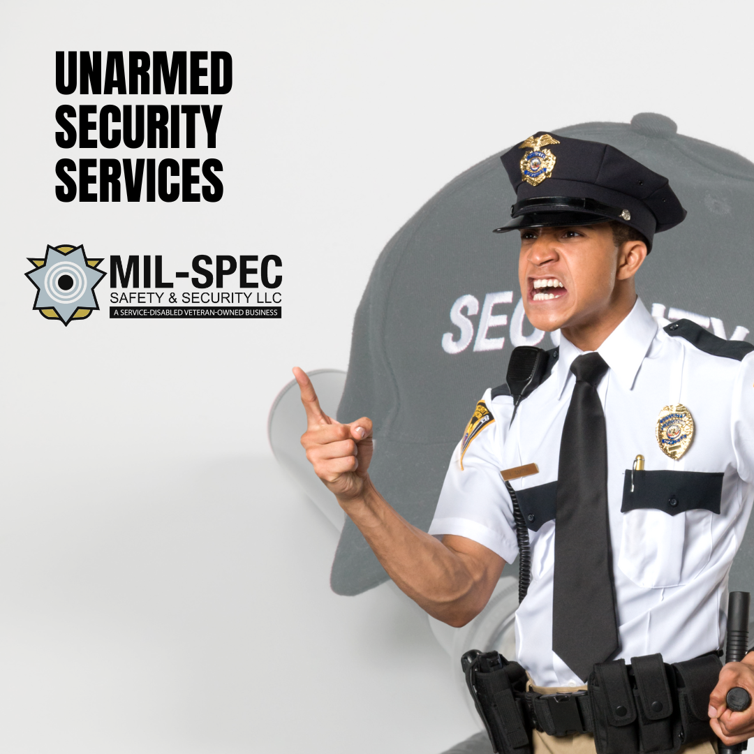 Mil-Spec Security's unarmed security team ensures safety and peace without firearms, creating a secure environment for everyone.