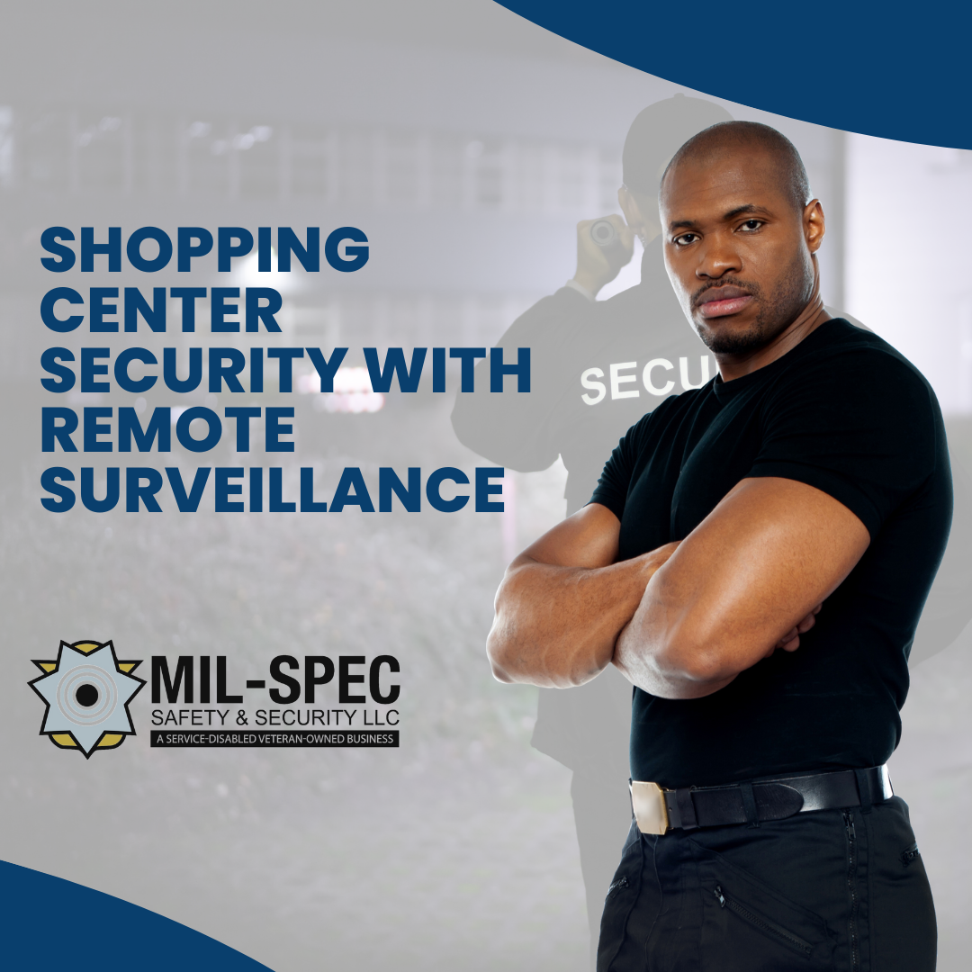 Illustration of surveillance cameras monitoring a shopping center for safety and security purposes